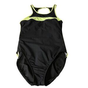 Miraclesuit Full Coverage Open Back One Piece Swimsuit Sz 16 Sporty Athletic